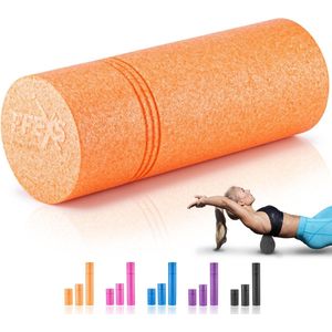 FFEXS Foam Roller - Therapie & Massage voor rug benen kuiten billen dijen - Perfecte zelfmassage voor sport fitness [Hard] - 40 CM - Oranje