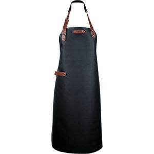 Xapron - Bovine Schort met Nekband Medium Leer - Leer - Zwart