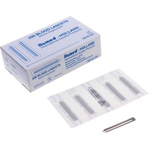 Romed lancetten - 600 stuks - bloedlancetten / blarenprikkers - Romed - Blauw - Roestvrij Staal - Steriele blarenprikker - Naaldmaat: 23 g
