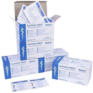 Alcohol doekjes - 5 x 100 Stuks - Romed - Alcohol Wipes - Steriel Verpakt Per Stuk
