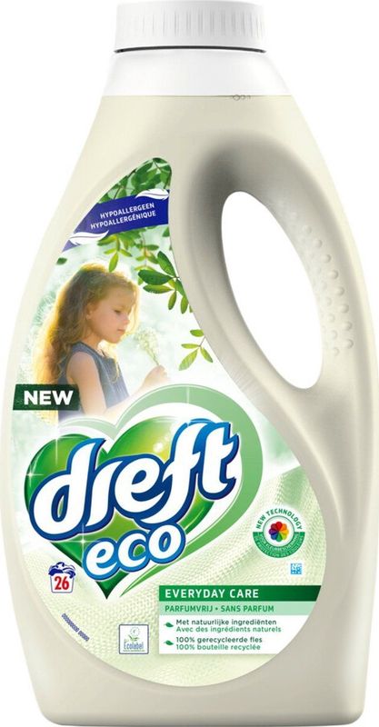 4x Dreft Eco Vloeibaar Wasmiddel Ecolabel 26 Wasbeurten 1,43 liter