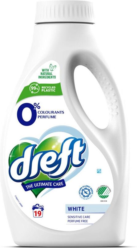 Dreft - Vloeibaar Wasmiddel - Witte Was - 19 Wasbeurten - Parfumvrij