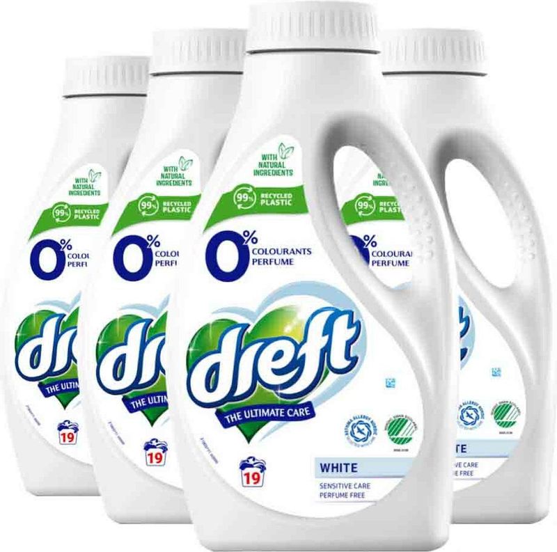 Dreft - Vloeibaar Wasmiddel - Witte Was - 19 Wasbeurten - Parfumvrij