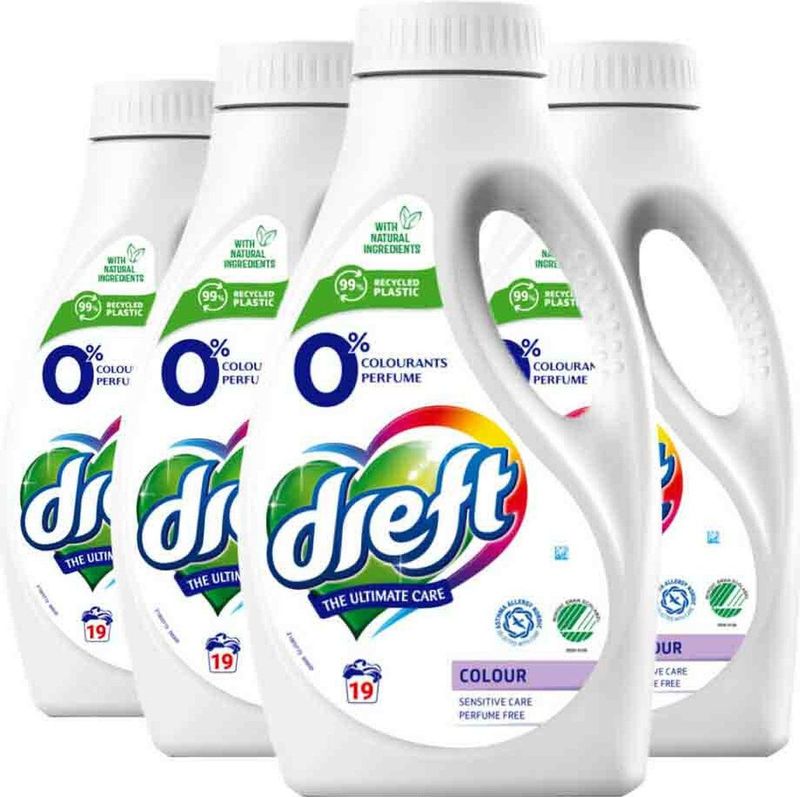 Dreft - Vloeibaar Wasmiddel - Gekleurde Was - 19 Wasbeurten - 0% Parfum
