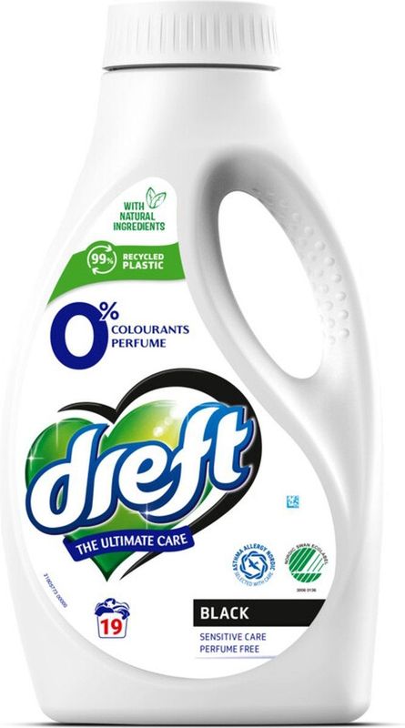Dreft - Vloeibaar Wasmiddel - Donkere Was - 19 Wasbeurten - Parfumvrij