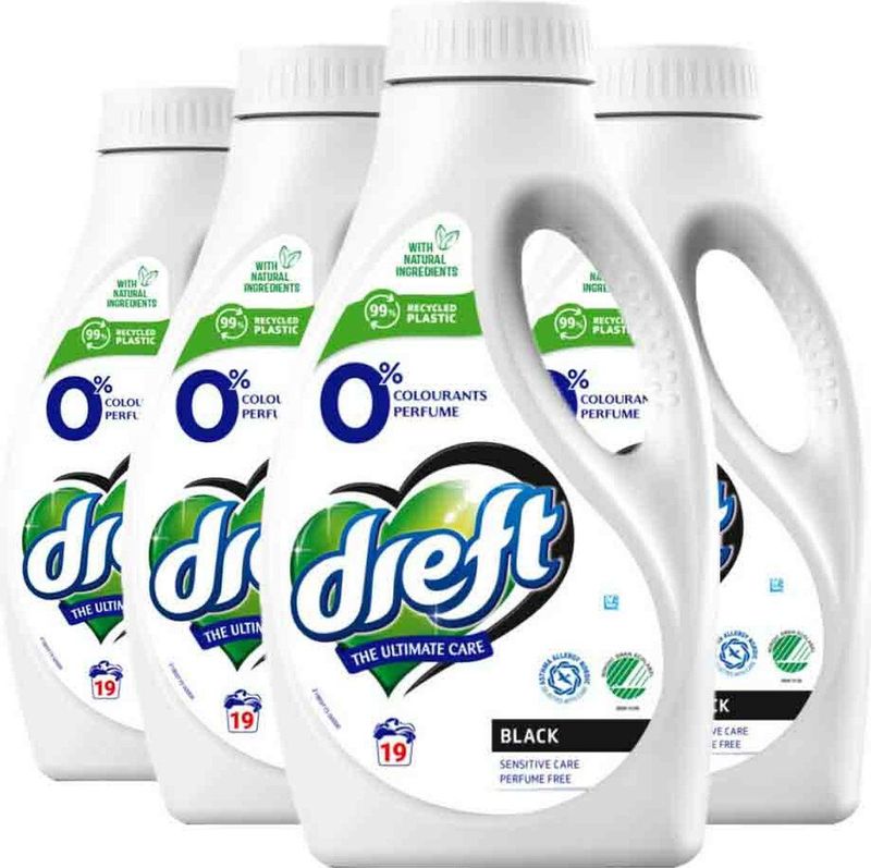 Dreft - Vloeibaar Wasmiddel - Donkere Was - 19 Wasbeurten - Parfumvrij - 100% Gerecycled