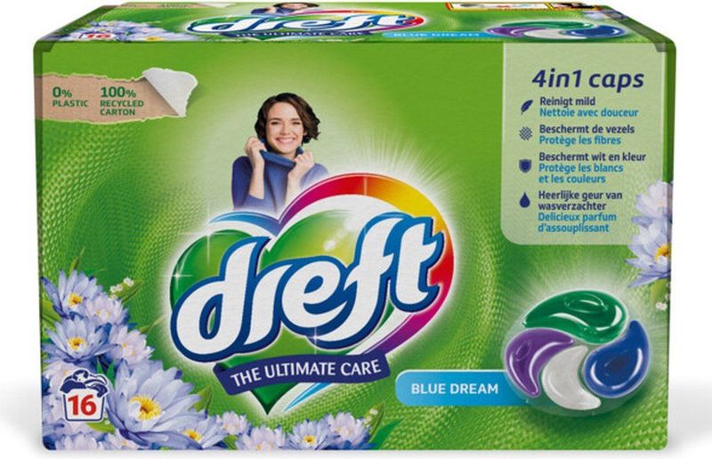 Dreft - 4in1 Caps - Wasmiddel - Kartonnen Verpakking - Natuurlijke Frisheid