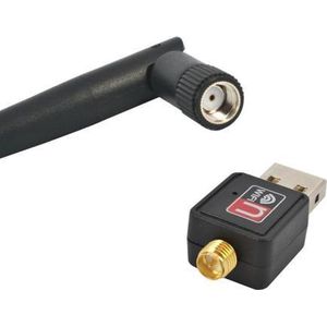 Mini USB WiFi Adapter - 150 Mbps - 15CM Antenne - Zwart