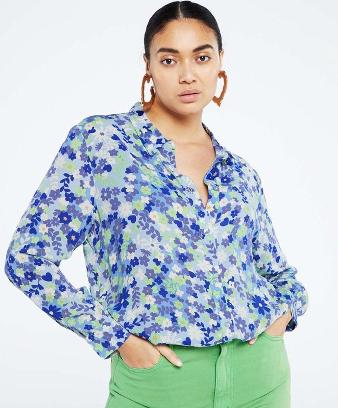 Fabienne Chapot - Blue Popping Flowers - Blouse - Blauw