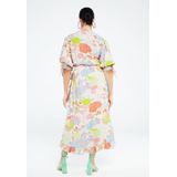 Fabienne Chapot - Caribbean Chintz Ruffle Jurk - Wit - Multicolor - Lenzing™ Ecovero™ Viscose