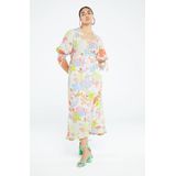 Fabienne Chapot - Caribbean Chintz Ruffle Jurk - Wit - Multicolor - Lenzing™ Ecovero™ Viscose