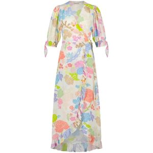 Fabienne Chapot - Caribbean Chintz Ruffle Jurk - Wit - Multicolor - Lenzing™ Ecovero™ Viscose