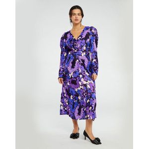 Fabienne Chapot - Vera Jurk - Paars - Midi-jurk - V-hals - Pofmouwen