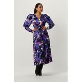 Fabienne Chapot - Vera Jurk - Paars - Midi-jurk - V-hals - Pofmouwen