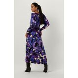 Fabienne Chapot - Vera Jurk - Paars - Midi-jurk - V-hals - Pofmouwen
