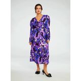 Fabienne Chapot - Vera Jurk - Paars - Midi-jurk - V-hals - Pofmouwen