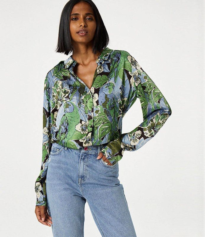 Fabienne Chapot Blouse  beige / blauw / groen / zwart