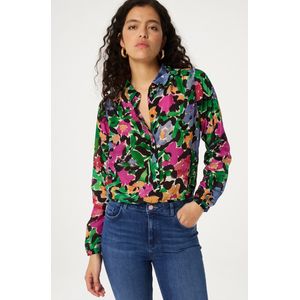 Fabienne Chapot - Blouse - Groen - Viscose - Lange Mouwen - Bloemenprint
