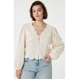 Fabienne Chapot Blouse Rani - Wit Dames Blouse met Knoopsluiting en Bloemmotief