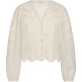 Fabienne Chapot Blouse Rani - Wit Dames Blouse met Knoopsluiting en Bloemmotief