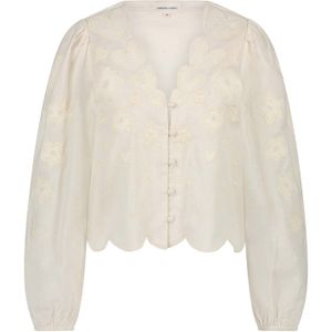 Fabienne Chapot Blouse Rani - Wit Dames Blouse met Knoopsluiting en Bloemmotief