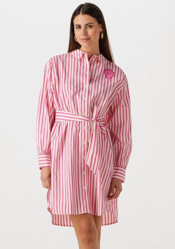Blousejurk - Roze Gestreept - 100% Katoen - Aardbei-Patch