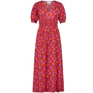 Tricot Jurk - Rood - Viscose-Rayonmix - Korte Ballonmouwen