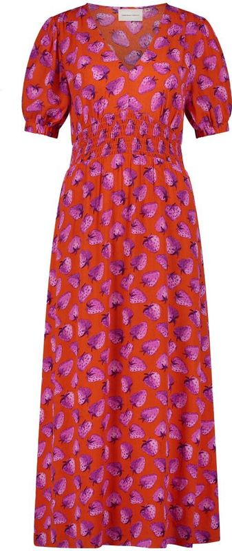 Tricot Jurk - Rood - Viscose-Rayonmix - Korte Ballonmouwen