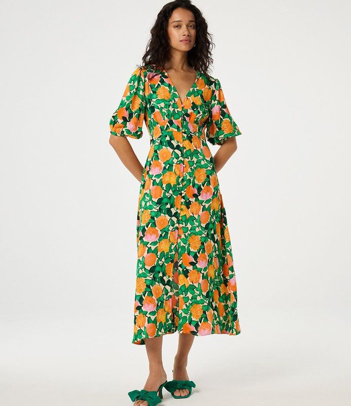 Fabienne Chapot - Ana Dress - Midi-jurk - Veelkleurig - Driekwart Mouwen