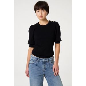 Fabienne Chapot - Dames - Zwarte Gebreide Trui - Korte Mouwen - Viscose