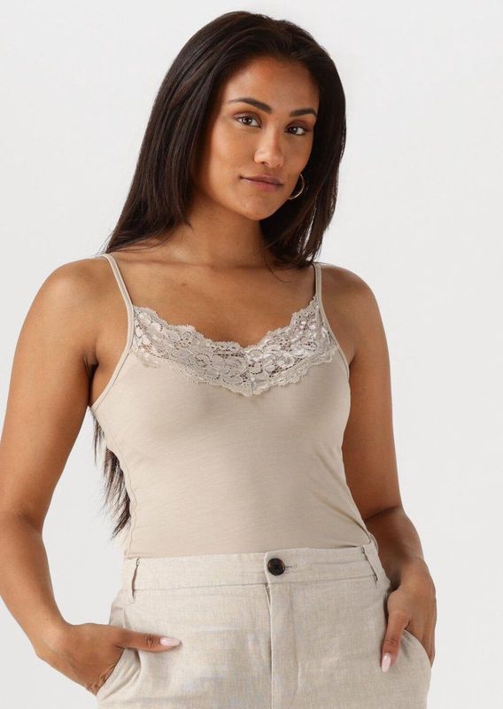 JANSEN AMSTERDAM - TC 103 - Hemdje - Beige - Katoen - Spaghetti Bandjes