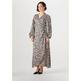 Jansen Amsterdam - WA 564 - Jurk - Beige - Dierenprint - Lange Mouwen