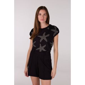 Jansen Amsterdam - Faya Top - Zwart/Off White - Viscose