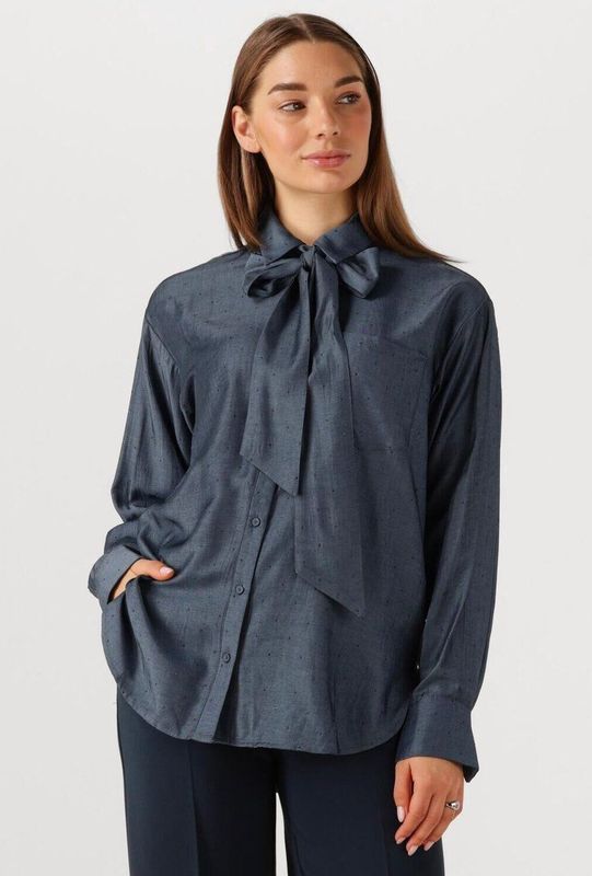 Jansen Amsterdam - Ess Blouse SR 737 Necktie - Donkerblauw - Dames