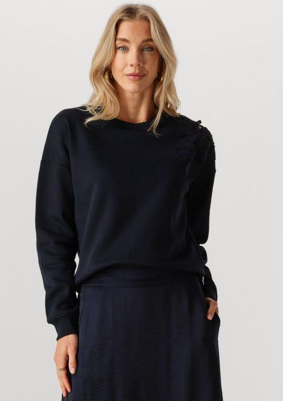 Jansen Amsterdam - Gaby Trui SW 156 Long Sleeve - Donkerblauw - Truien & Vesten Dames