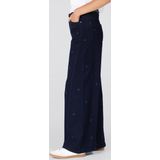 Jansen - Isabeau - Jeans - Donkerblauw - Wide Leg met Borduurprint