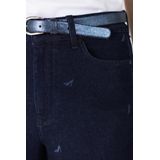 Jansen - Isabeau - Jeans - Donkerblauw - Wide Leg met Borduurprint