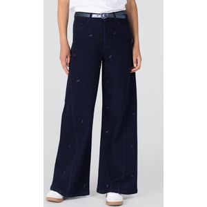 Jansen - Isabeau - Jeans - Donkerblauw - Wide Leg met Borduurprint