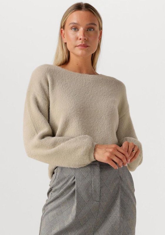 Jansen Amsterdam - Caily Trui P 150 Round Neckline - Beige - Truien & Vesten