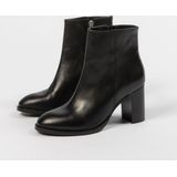 Sacha - Dames - Zwarte leren enkellaarsjes met hak