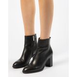 Sacha - Dames - Zwarte leren enkellaarsjes met hak