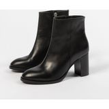 Sacha - Dames - Zwarte leren enkellaarsjes met hak
