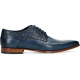 Black Label - Veterschoenen - Donkerblauw - Leer - Crocoprint