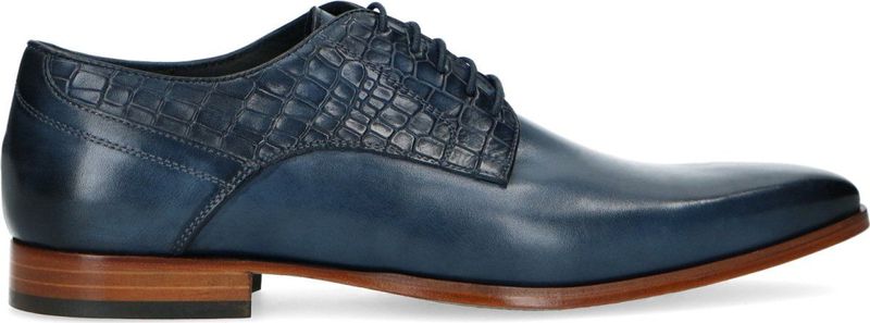 Black Label - Veterschoenen - Donkerblauw - Leer - Crocoprint