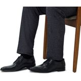 Manfield - Zwarte Leren Veterschoenen - Klassiek - Leer