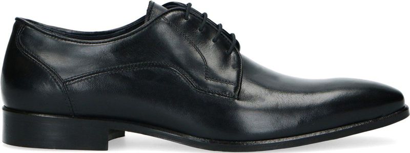 Manfield - Zwarte Leren Veterschoenen - Klassiek - Leer