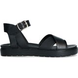 Manfield Leren Dames Sandalen - Zwart