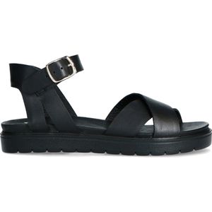 Manfield Leren Dames Sandalen - Zwart