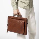 Manfield 16 leren laptoptas cognac