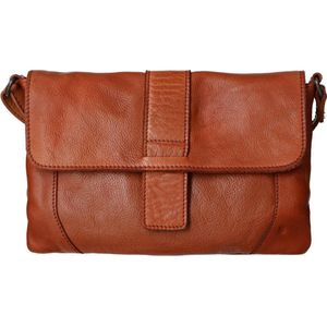 Manfield leren crossbody tas cognac